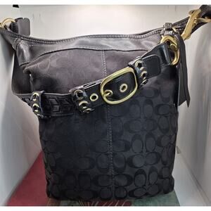 Coach Purse G0768-11438 BLEECKER Signature Series Leather Canvas Bucket Bag